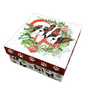 Molly & Rex French Bulldog Christmas Wreath Treat / Gift Box, Medium 19968